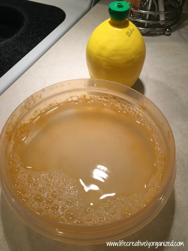 add water to lemon juice