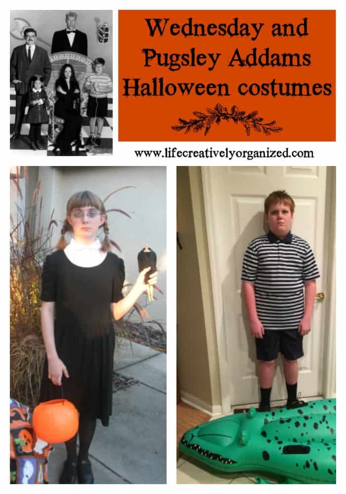 Awesome Wednesday and Pugsley Addams Halloween costumes. Instantly recognizable yet very easy to make. Don’t forget Marie Antoinette, Wednesday’s doll.