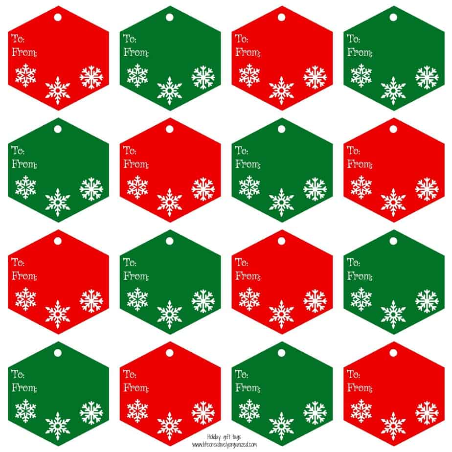 Red and green gift tags