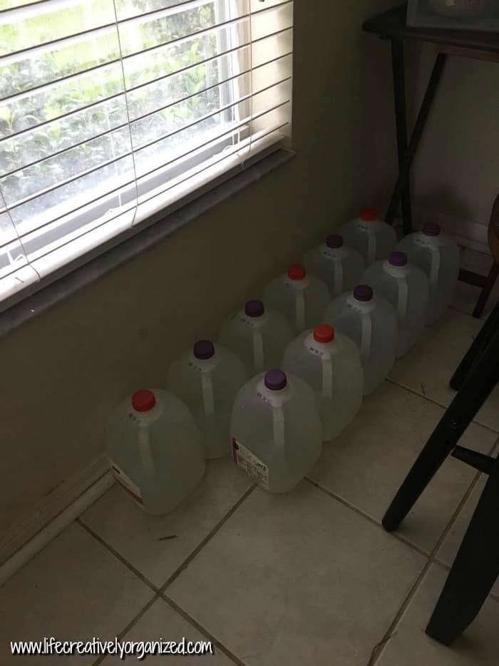 filled water jugs